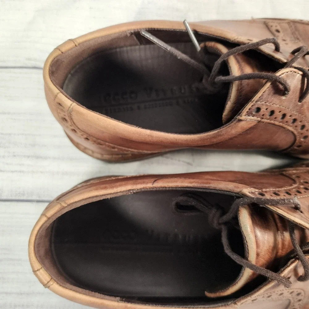 ECCO Mens Size 11 US Brown Leather Vitrus Wingtip Brogue Oxford Derby Shoes